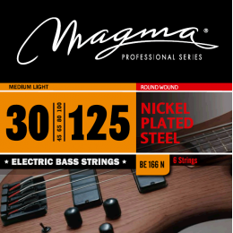 Magma Strings BE166N - Струны для 6-струнной бас-гитары 30-125, Серия: Nickel Plated Steel, Калибр: 30-45-65-80-100-125, Обмотка: круглая, никелирован
