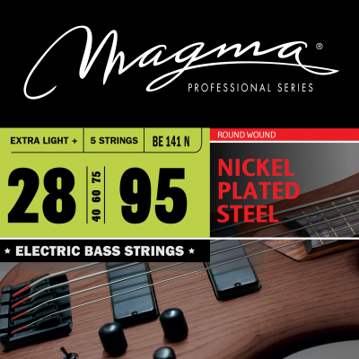 Magma Strings BE141N - Струны для 5-струнной бас-гитары High C 28-95, Серия: Nickel Plated Steel, Калибр: 28-40-60-75-95, Обмотка: круглая, никелирова Magma Strings BE141N - Струны для 5-струнной бас-гитары High C 28-95, Серия: Nickel Plated Steel, Калибр: 28-40-60-75-95, Обмотка: круглая, никелирова