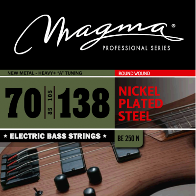 Magma Strings BE250N - Струны для бас-гитары 70-138, Серия: Nickel Plated Steel, Калибр: 70-85-105-138, Обмотка: круглая, никелированая сталь, Натяжен