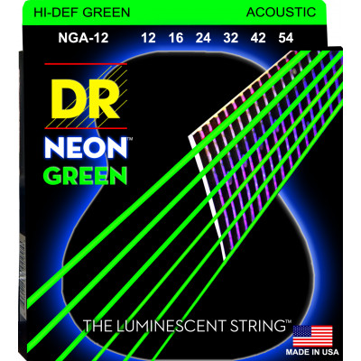DR NGA-12 - струны для акустической гитары, Калибр: 12-54, Серия: HI-DEF NEON™, Обмотка: посеребрёная медь, Покрытие: люминесцентное DR NGA-12 - струны для акустической гитары, Калибр: 12-54, Серия: HI-DEF NEON™, Обмотка: посеребрёная медь, Покрытие: люминесцентное