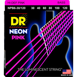 DR NPB6-30/120 - струны для 6-струнной бас-гитары, Калибр: 30-120, Серия: HI-DEF NEON™, Обмотка: посеребрёная/никелированая сталь, Покрытие: люминесце