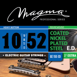 Magma Strings GE155ED - Струны для электрогитары, Серия: Coated Nickel Plated Steel, Калибр: 10-13-17-30-42-52, Обмотка: круглая, никелированая сталь, Magma Strings GE155ED - Струны для электрогитары, Серия: Coated Nickel Plated Steel, Калибр: 10-13-17-30-42-52, Обмотка: круглая, никелированая сталь,