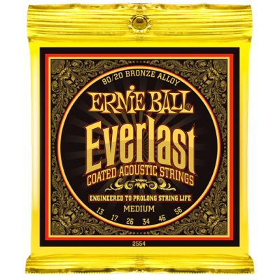 Ernie Ball 2554 струны для акуст.гитары Everlast Coated 80/20 Bronze Medium (13-17-26-34-46-56) бронза с нанонапылением Ernie Ball 2554 струны для акуст.гитары Everlast Coated 80/20 Bronze Medium (13-17-26-34-46-56) бронза с нанонапылением