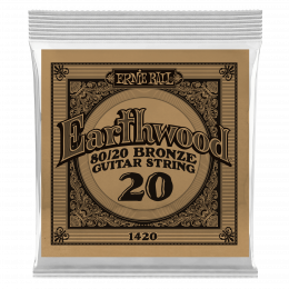 Ernie Ball 1420 - струна одиночная для акустической гитары, Серия Earthwood, Калибр: 20, Сердцевина: шестигранник; сталь, покрытая латунью, Обмотка: Ernie Ball 1420 - струна одиночная для акустической гитары, Серия Earthwood, Калибр: 20, Сердцевина: шестигранник; сталь, покрытая латунью, Обмотка: