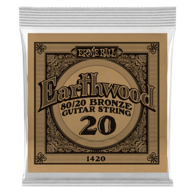 Ernie Ball 1420 - струна одиночная для акустической гитары, Серия Earthwood, Калибр: 20, Сердцевина: шестигранник; сталь, покрытая латунью, Обмотка: Ernie Ball 1420 - струна одиночная для акустической гитары, Серия Earthwood, Калибр: 20, Сердцевина: шестигранник; сталь, покрытая латунью, Обмотка: