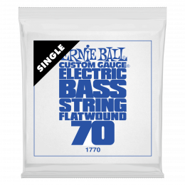 Ernie Ball 1770 струна одиночная для бас-гитары, Серия Flatwound, Калибр: 70, Сердцевина: шестигранник; сталь, покрытая оловом, Обмотка: плоская,