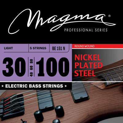 Magma Strings BE151N - Струны для 5-струнной бас-гитары High C 30-100, Серия: Nickel Plated Steel, Калибр: 30-40-60-80-100, Обмотка: круглая, никелиро Magma Strings BE151N - Струны для 5-струнной бас-гитары High C 30-100, Серия: Nickel Plated Steel, Калибр: 30-40-60-80-100, Обмотка: круглая, никелиро