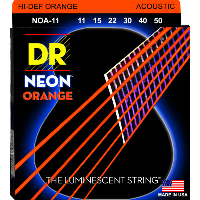 DR NOA-11 - струны для акустической гитары, Калибр: 11-50, Серия: HI-DEF NEON™, Обмотка: посеребрёная медь, Покрытие: люминесцентное DR NOA-11 - струны для акустической гитары, Калибр: 11-50, Серия: HI-DEF NEON™, Обмотка: посеребрёная медь, Покрытие: люминесцентное