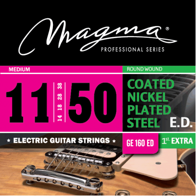 Magma Strings GE160ED - Струны для электрогитары, Серия: Coated Nickel Plated Steel, Калибр: 11-14-18-28-38-50, Обмотка: круглая, никелированая сталь, Magma Strings GE160ED - Струны для электрогитары, Серия: Coated Nickel Plated Steel, Калибр: 11-14-18-28-38-50, Обмотка: круглая, никелированая сталь,
