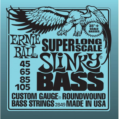 Ernie Ball 2849 струны для бас-гитары Nickel Wound Bass Super Long Scale Slinky (35"+) (45-65-85-105) Для бас-гитар с увеличенной мензурой Ernie Ball 2849 струны для бас-гитары Nickel Wound Bass Super Long Scale Slinky (35"+) (45-65-85-105) Для бас-гитар с увеличенной мензурой
