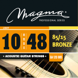 Magma Strings GA120B85 - Струны для акустической гитары, Серия: Bronze 85-15, Калибр: 10-14-22-28-38-48, Обмотка: круглая, бронзовый сплав 85/15, Натя