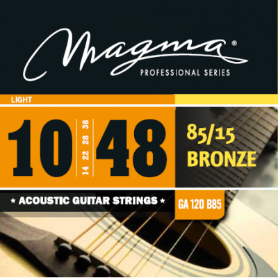 Magma Strings GA120B85 - Струны для акустической гитары, Серия: Bronze 85-15, Калибр: 10-14-22-28-38-48, Обмотка: круглая, бронзовый сплав 85/15, Натя Magma Strings GA120B85 - Струны для акустической гитары, Серия: Bronze 85-15, Калибр: 10-14-22-28-38-48, Обмотка: круглая, бронзовый сплав 85/15, Натя