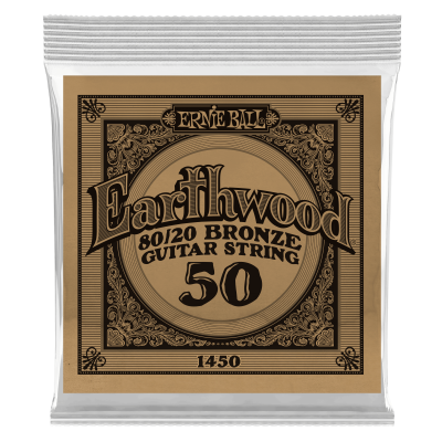 Ernie Ball 1450 - струна одиночная для акустической гитары, Серия Earthwood, Калибр: 50, Сердцевина: шестигранник; сталь, покрытая латунью, Обмотка: Ernie Ball 1450 - струна одиночная для акустической гитары, Серия Earthwood, Калибр: 50, Сердцевина: шестигранник; сталь, покрытая латунью, Обмотка: