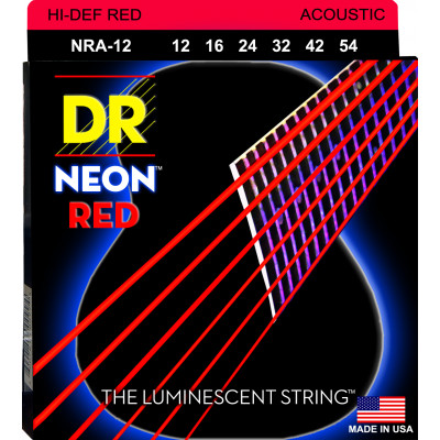 DR NRA-12 - струны для акустической гитары, Калибр: 12-54, Серия: HI-DEF NEON™, Обмотка: посеребрёная медь, Покрытие: люминесцентное DR NRA-12 - струны для акустической гитары, Калибр: 12-54, Серия: HI-DEF NEON™, Обмотка: посеребрёная медь, Покрытие: люминесцентное