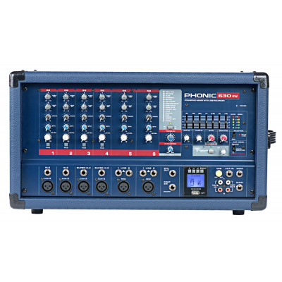 Phonic POWERPOD 630RW Активный 6-и канальный микшерный пульт, 2х150Вт/4Ом (мост 300Вт/8Ом), MP3, BT
