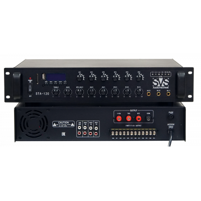 SVS Audiotechnik STA-120 Радиоузел 6 зон, 70/100 В (4, 8, 16 Ом), усилитель мощности 120 Вт