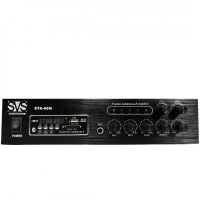 SVS Audiotechnik STA-60M Микшер-усилитель, питание 100 В (4, 8, 16 Ом), усилитель мощности 50 Вт, ча SVS Audiotechnik STA-60M Микшер-усилитель, питание 100 В (4, 8, 16 Ом), усилитель мощности 50 Вт, ча