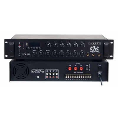 SVS Audiotechnik STA-180 Радиоузел 6 зон, 70/100 В (4, 8, 16 Ом), усилитель мощности 180 Вт