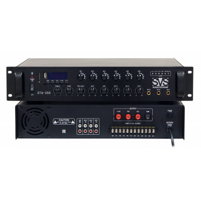 SVS Audiotechnik STA-250 Радиоузел 6 зон, 70/100 В (4, 8, 16 Ом), усилитель мощности 250 Вт